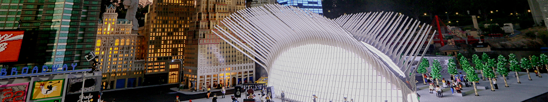 The One World Trand Center Transportation Hub amidst LEGOLAND California's NYC cluster